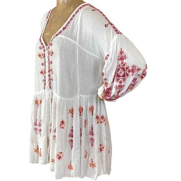 The Arianna Embroidered Tunic by Free People Sz M White #306D - Picture 6 of 12